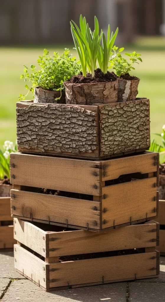 Repurposed Crate Planters