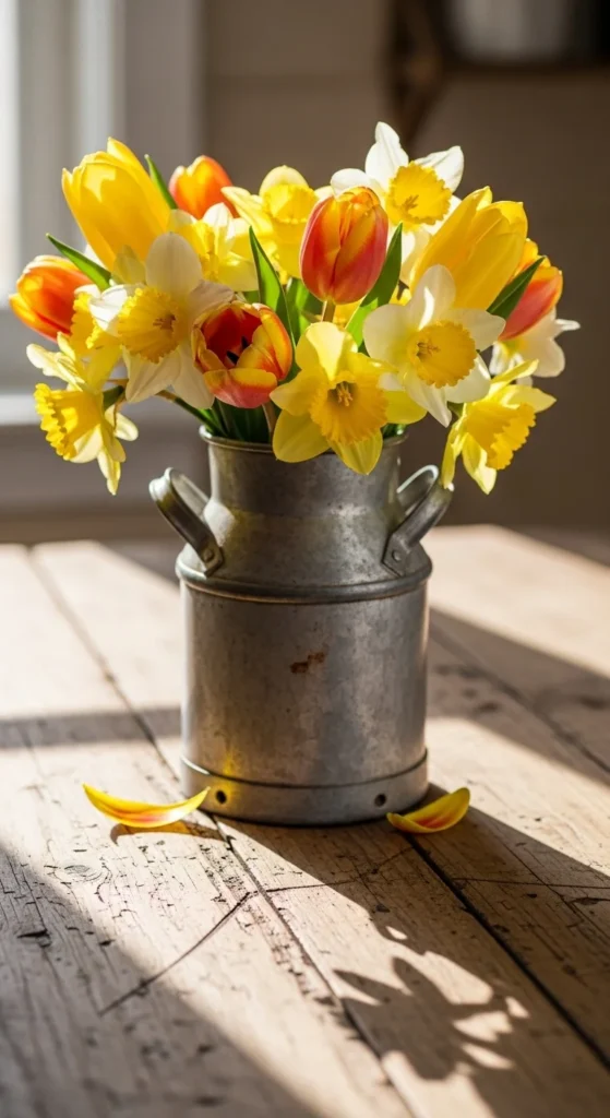 Rustic Milk Can Display