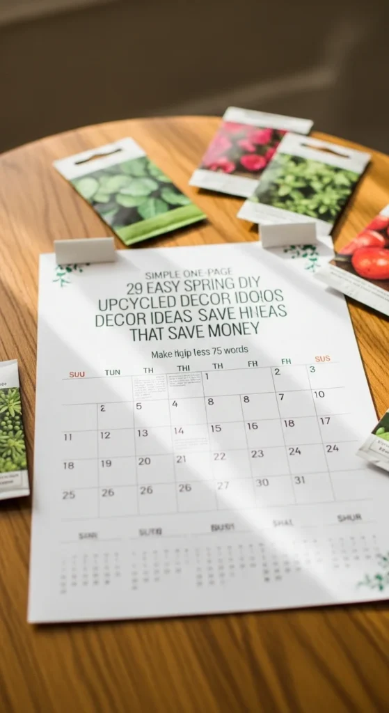 Simple One-Page Spring Overview Calendar