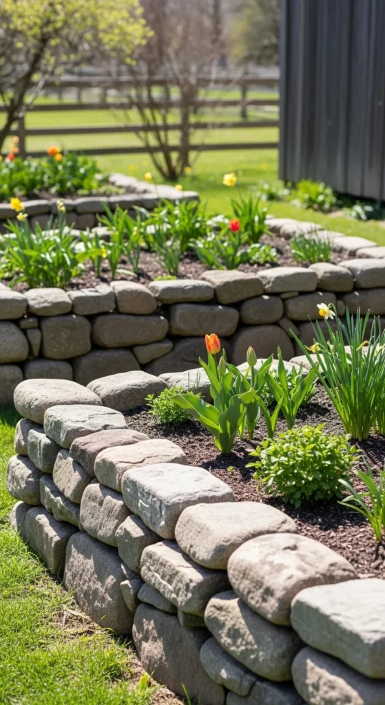 Stone Border Garden Rows
