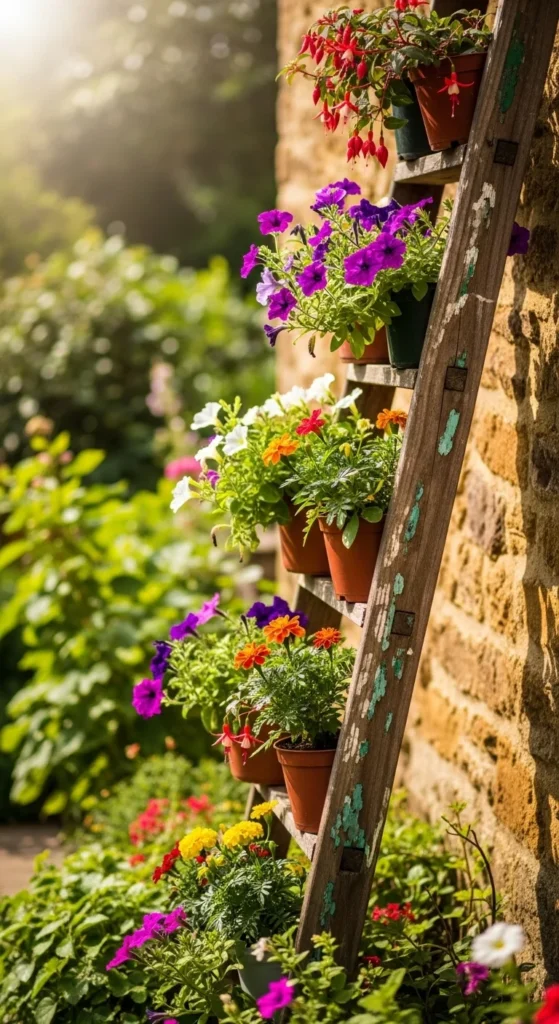 Upcycled Wooden Ladder Planter