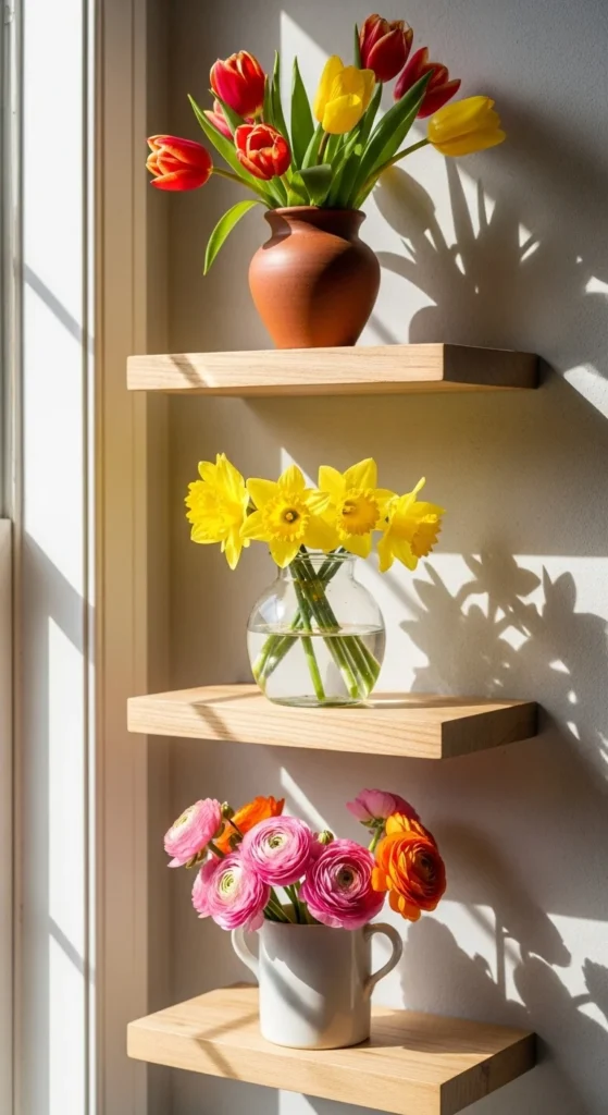 Wall-Mounted Flower Shelves