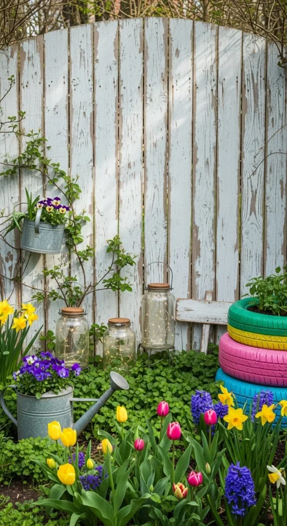 Whitewashed Garden Fences