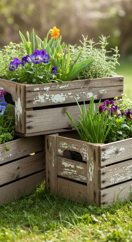 Wooden Crate Planters