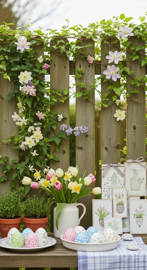 Wooden Fence with Climbing Plants