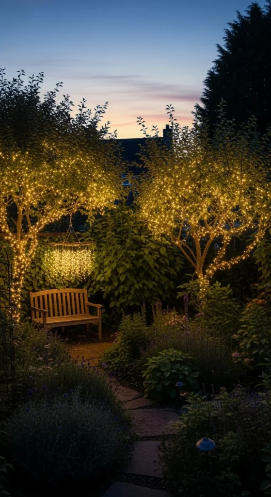 how to decorate garden with fairy lights
