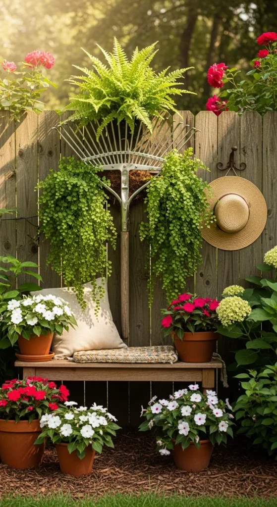 how to make garden decor with old tools