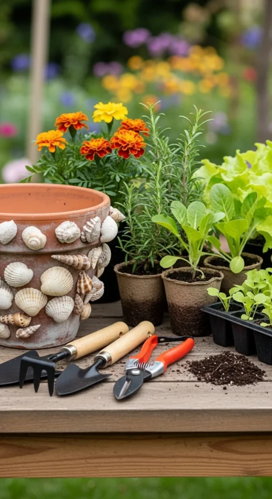 Decorate Flower Pots With Shells