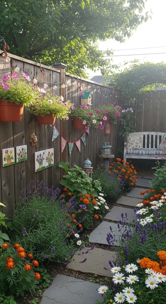 how to decorate garden fence cheaply