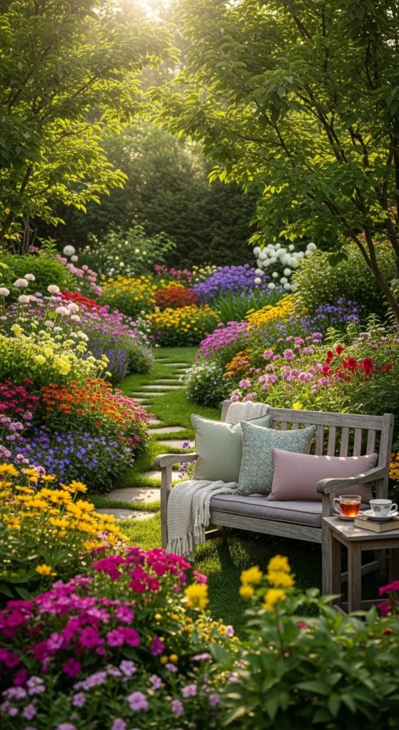 how to decorate garden with flowers