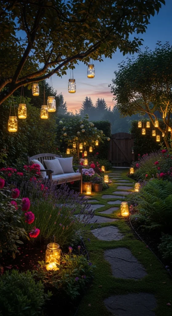 how to make garden decor with lights jars