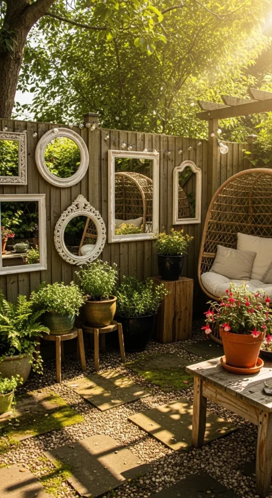 how to make garden decor with mirrors